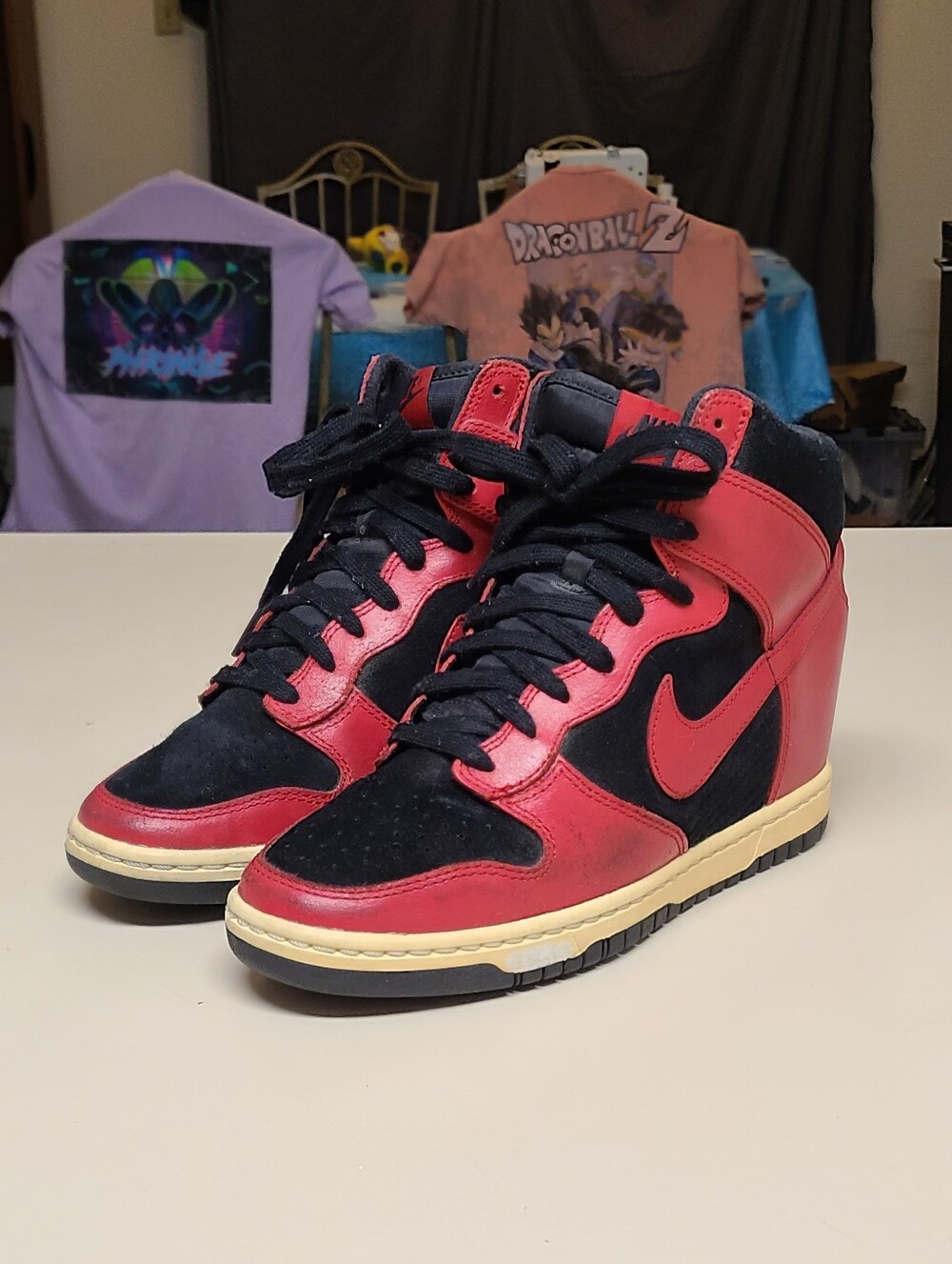 Nike Dunk Sky Hi Essentials Bred hidden wedge skateboard sneakers size 7.5